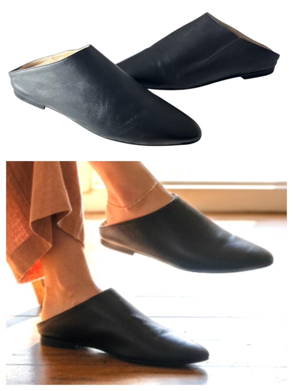 Jonak Paris Mules Slides Loafers Flats Sz 41 US 10 / 10.5 Black Leather Slip On